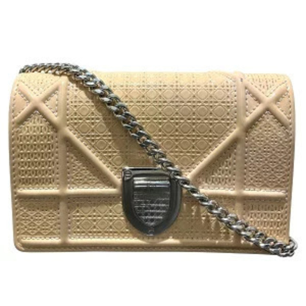 Christian Dior cream Diorama flap bag cannage crest shaped pushlock